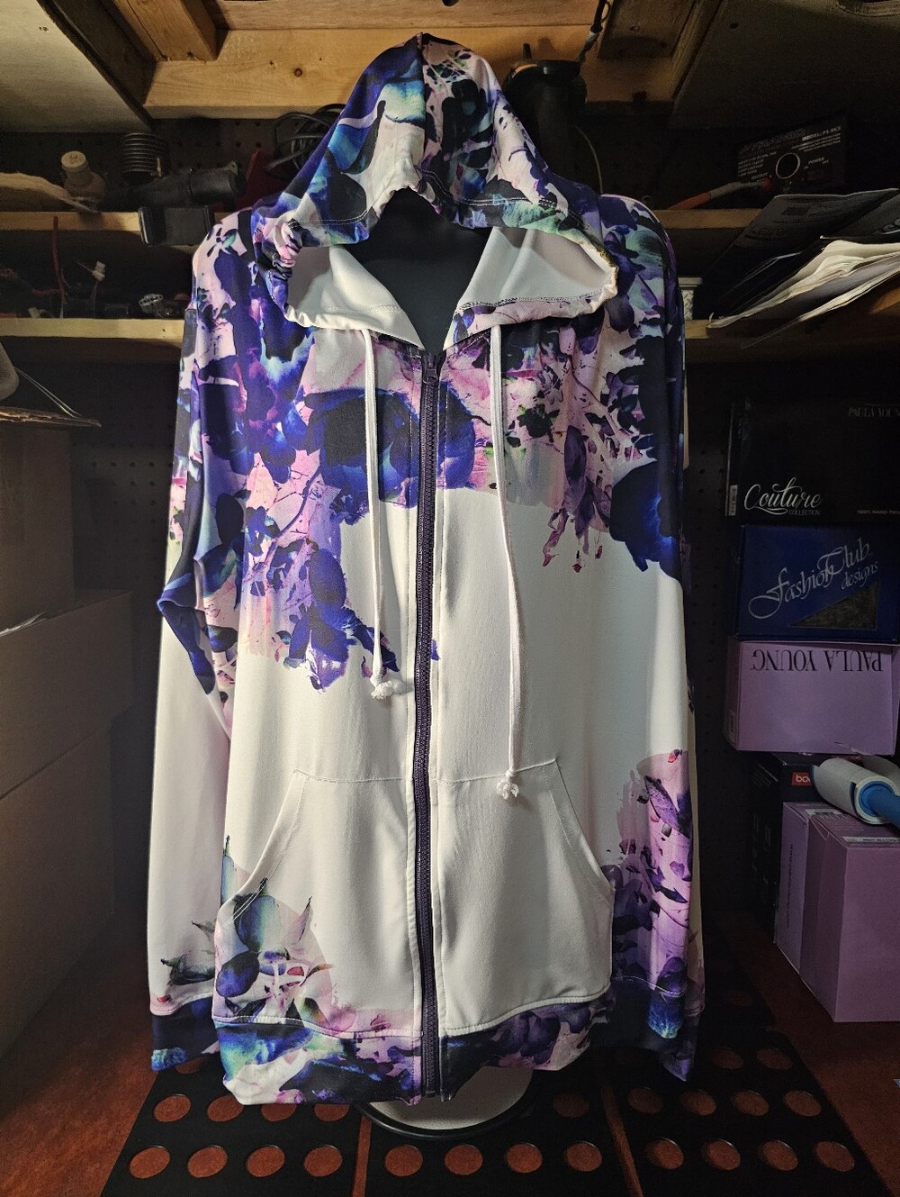 Poetic Justice Women's Curvy Fit Floral Print Poly Tricot Track Jacket Floral 3X